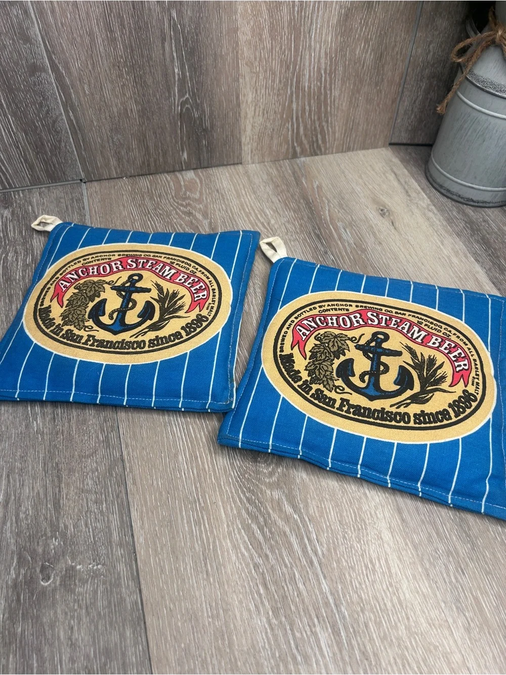 Vintage 1979 Anchor Steam Beer Pot Holders / Hot Pads – Set of 2